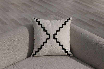 43x43cm Dekoratif Kırlent Kılıfı İşlemeli Kort ILS-14/3 - 1