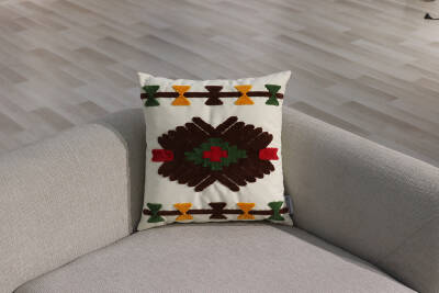 43x43cm Dekoratif Kırlent Kılıfı İşlemeli Kort ILS-1570/1 - 1