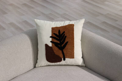 43x43cm Dekoratif Kırlent Kılıfı İşlemeli Kort ILS-1590 - 1