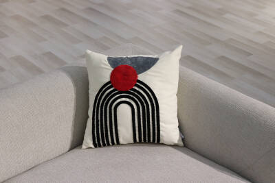 43x43cm Dekoratif Kırlent Kılıfı İşlemeli Kort ILS-1630/1 - 1